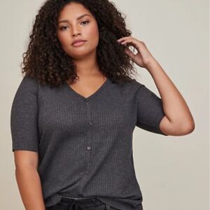 Torrid Waffle Tunic Button-Up Top